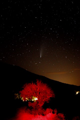 Cliché de la comète Neowise pris au col de Cardo le 22/07/2020